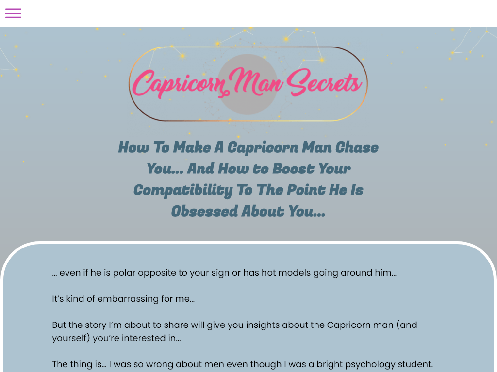 CAPRICORN MAN SECRETS REVIEW – MY 14 DAY CHALLENGE RESULTS
