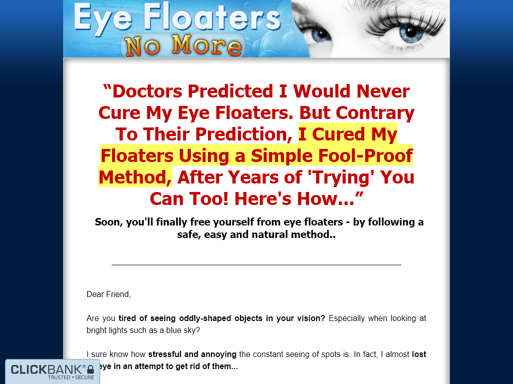 EYE FLOATERS NO MORE REVIEW – WHAT I LEARNED FROM DAILY TESTING