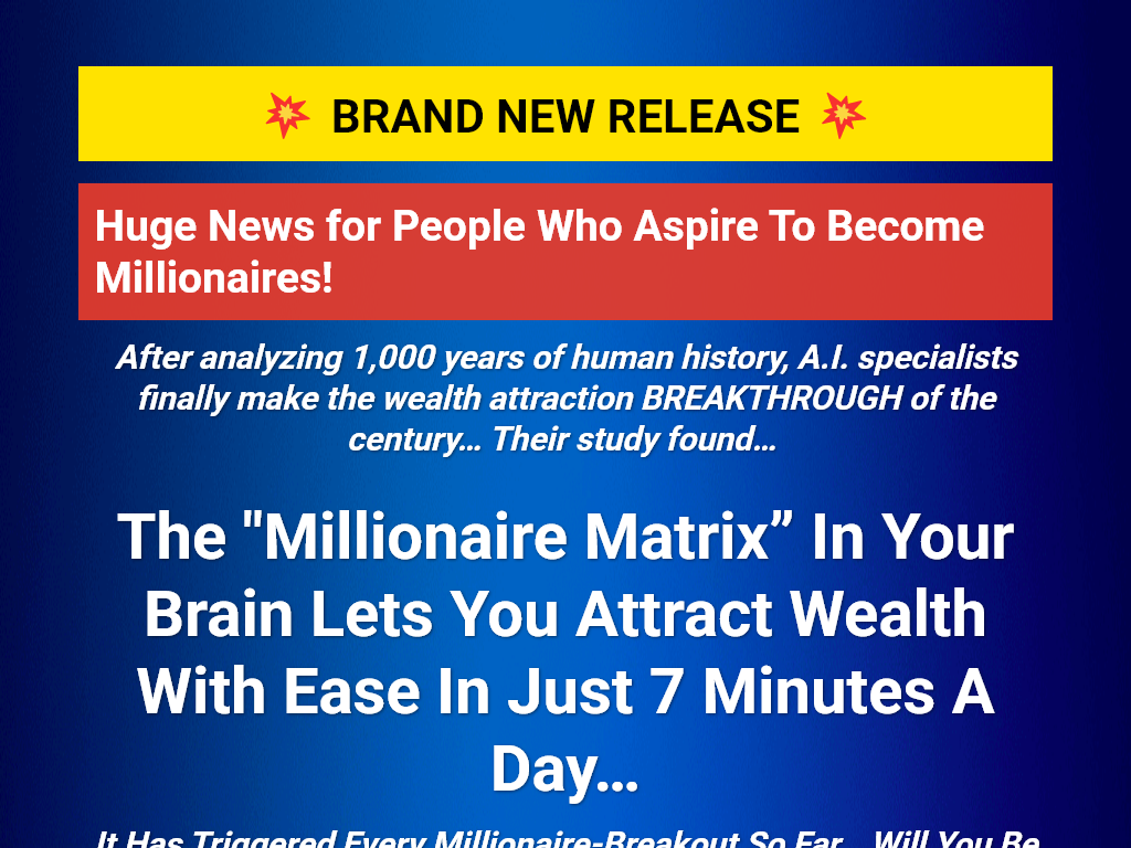 MILLIONAIRE MATRIX CODE REVIEW : THE MISSING PIECE OF THE PUZZLE