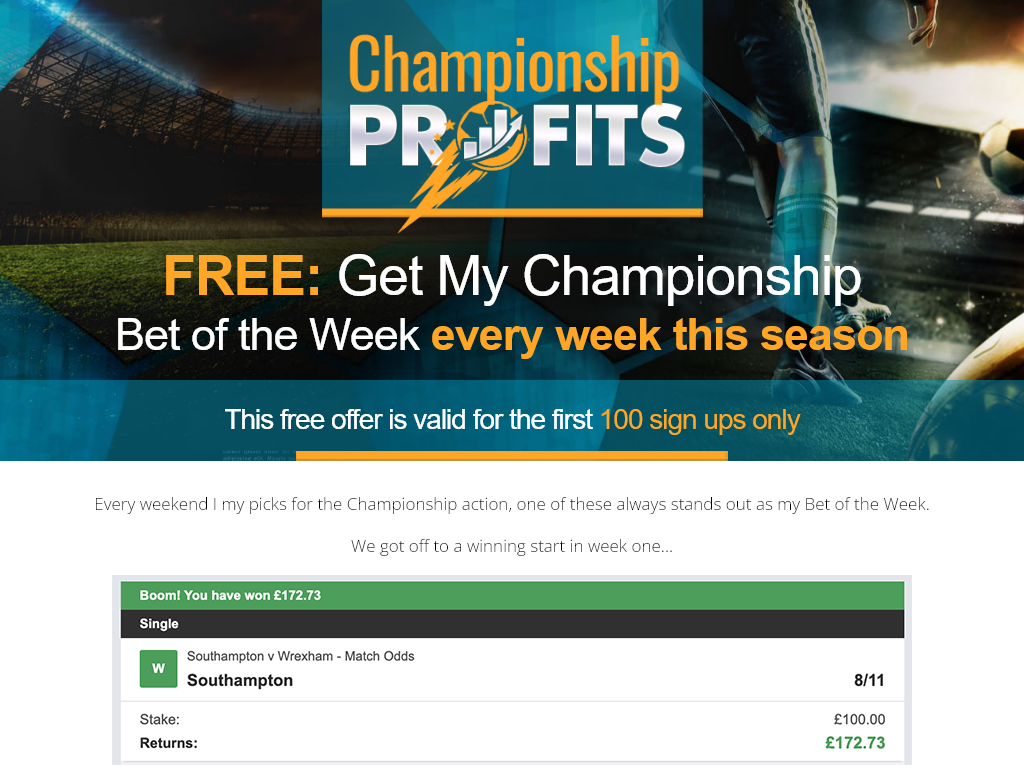 CHAMPIONSHIP PROFITS REVIEW : MY WEEKEND TEST RESULTS ARE IN
