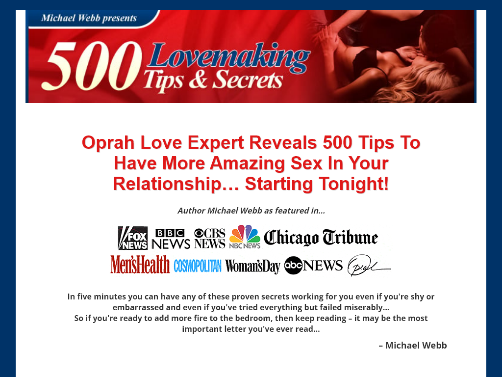 500 LOVEMAKING TIPS & SEX SECRETS REVIEW – MY EXPERIENCE VS THE CLAIMS
